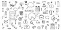 Business doodle set. Hand drawn vector infographics icons Royalty Free Stock Photo