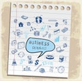 Business doodles set paper note, vector illustration Royalty Free Stock Photo