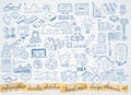 Business doodles Sketch set : infographics elements isolated Royalty Free Stock Photo