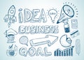 Business doodles Sketch set : infographics elements isolated, Royalty Free Stock Photo