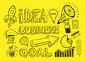 Business doodles Sketch set : infographics elements isolated Royalty Free Stock Photo