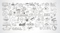 Business doodles Sketch set : infographics elements , Royalty Free Stock Photo