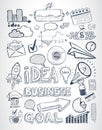 Business doodles Sketch set : infographics elements , Royalty Free Stock Photo