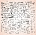 Business doodles Sketch set : infographics elements , Royalty Free Stock Photo