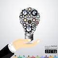 Business driven backlash lamp modern Idea and Concept Vector illustration with people, icon,hand