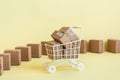 Business ecommerce or online shopping concepts with product box order and trolley.marketplace and production Royalty Free Stock Photo