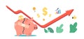 Business Economic Recovery Concept. Rising Arrow Graph, Patch on Broken Piggy Bank. Light Bulb, Dollar Sign and Chart Royalty Free Stock Photo