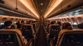 Business or Economy, A Commercial Airplane Flight, Passengers Seated in Comfortable Seats, Generative AI
