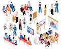 Business Education And Coaching Isometric Icons Set