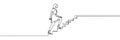 business and education concept. Woman climbing stairs continuous one line drawing