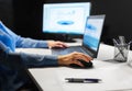 Close up of female hand using computer mouse Royalty Free Stock Photo