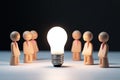 business education workers recruiting concept leadership person bulb light idea has one together standing people Group