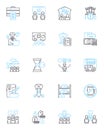 Business efficiency linear icons set. Streamlining, Optimization, Productivity, Automation, Cost-cutting, Innovation