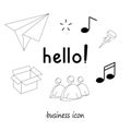 Business element icons in doodle style, infographic set. Isolated vector illustration design. Hand drown business icon Royalty Free Stock Photo