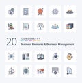 20 Business Elements And Business Managment Line Filled Color icon Pack like point diagram information data online