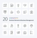 20 Business Elements And Business Managment Line icon Pack like production management point solution human