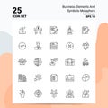 25 business elements and symbols metaphors Icon Set. 100% Editable EPS 10 Files. Business Logo Concept Ideas Line icon design Royalty Free Stock Photo