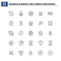 25 business elements and symbols metaphors icon set. vector background Royalty Free Stock Photo