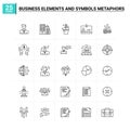 25 business elements and symbols metaphors icon set. vector background Royalty Free Stock Photo