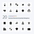 20 Business Elements And Symbols Metaphors Solid Glyph icon Pack like avatar student hand user receive
