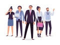 Business employees team. Teamwork leadership, success executive employee and office people group vector illustration