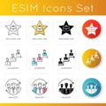 Business employment icons set. Linear, black and RGB color styles. Exclusive job, leadership and manager. Executive Royalty Free Stock Photo