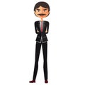 Business Englishman with crossed arms and mustache cartoon vector illustration