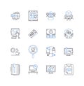 Business establishment line icons collection. Profits, Success, Innovation, Expansion, Customer, Branding, Nerking