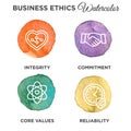 Business Ethics Icon Set Watercolor