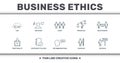 Business Ethics icons set collection. Includes creative elements such as Csr, Behavior, Trust, Principles, Relationship, Corporate Royalty Free Stock Photo