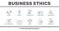 Business Ethics icons set collection. Includes creative elements such as Morality, Reliability, Funds Protection, License To Work Royalty Free Stock Photo