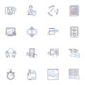 Business ethics line icons collection. Hsty, Integrity, Transparency, Trusrthiness, Responsiveness, Accountability