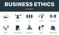 Business Ethics set icons collection. Includes simple elements such as CSR, Behavior, Trust, Principles and Morality