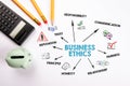 Business Ethics. Trust, Reputation, Communication and Relationship concept. Chart with keywords and icons Royalty Free Stock Photo