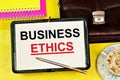 Business ethics. A widget to display text in Notepad.