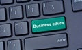 Business ethics words on computer keyboard