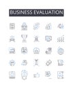 Business evaluation line icons collection. Economic analysis, Market assessment, Financial appraisal, Corporate