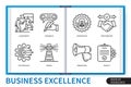 Business excellence infographics linear elements set