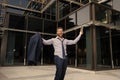 business excitement. man expressing positivity. professional bearded ceo celebrating success. Royalty Free Stock Photo