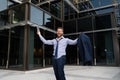 business excitement. man expressing positivity. professional bearded ceo celebrating success. Royalty Free Stock Photo