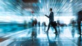 Business Executive Navigating Bustling Airport Concourse with Laptop and Mobile Devices Capturing the Demands of the Digital Royalty Free Stock Photo