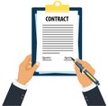 Executive signing contract document concept