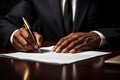 Business Executive Signing Contract with Fountain Pen. Royalty Free Stock Photo