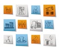 Business, factory and mill icons