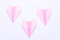 Business failure crisis neon pink paper airplanes