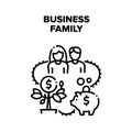 Business Family Vector Black Illustration