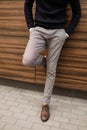 Business fashion casual clothing style man leaning