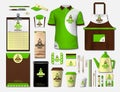 Business fastfood corporate identity items set. Vector fastfood Color promotional uniform, apron, menu, timetable Royalty Free Stock Photo