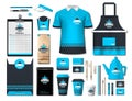 Business fastfood corporate identity items set. Vector fastfood Color promotional uniform, apron, menu, timetable Royalty Free Stock Photo
