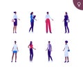 Business female african american ethnic people set. Vector flat person illustration. Group of corporate women in different cloth